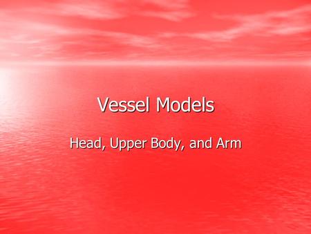 Vessel Models Head, Upper Body, and Arm. Tunica Interna Tunica Media Tunica Externa Valve Vein Artery.