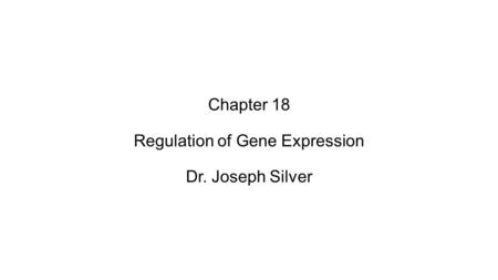 Chapter 18 Regulation of Gene Expression Dr. Joseph Silver.