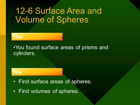 12-6 Surface Area and Volume of Spheres