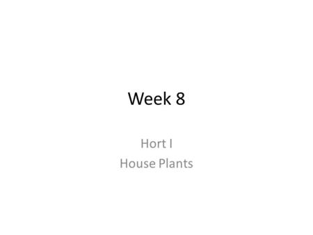 Week 8 Hort I House Plants. Maranta leuconeura var. kerchoviana Common Name: Prayer Plant Habit: Horizontal, Pendulous Origin: South America Form: Oval.