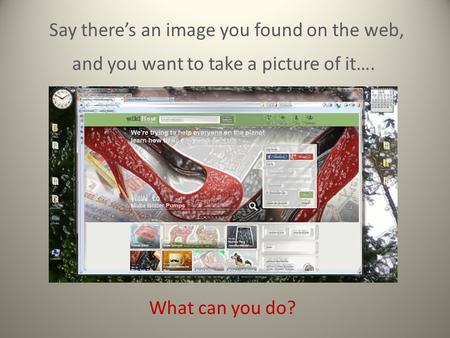 Say there’s an image you found on the web, What can you do? and you want to take a picture of it….