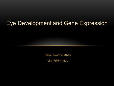 Shiva Swamynathan Eye Development and Gene Expression.