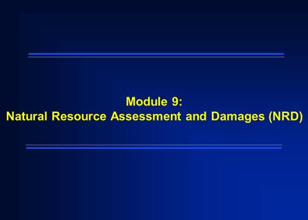 Module 9: Natural Resource Assessment and Damages (NRD)
