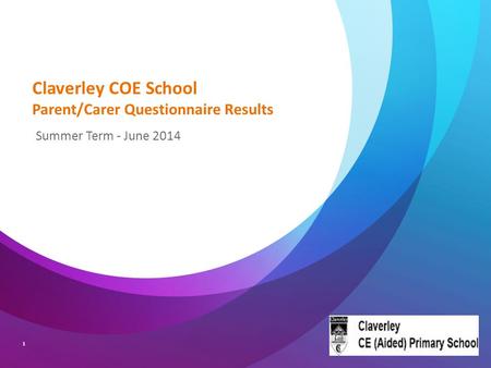 1 Claverley COE School Parent/Carer Questionnaire Results Summer Term - June 2014.