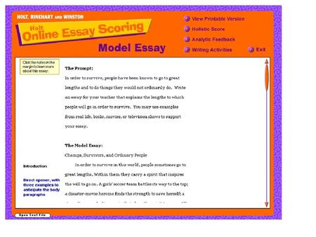 The Model Essay Expository/Informative Writing We will examine and analyze a well- written essay that meets the requirements of the rubric.