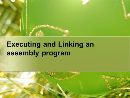 Executing and Linking an assembly program. Lesson plan Review Program logic and control Practice exercise Assembling, Linking and Executing Programs Practice.