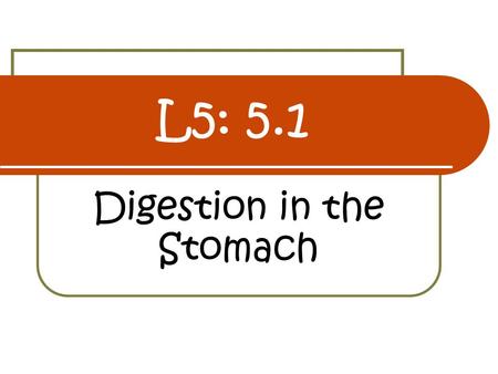 L5: 5.1 Digestion in the Stomach. QUESTION: What causes digestion in the stomach?