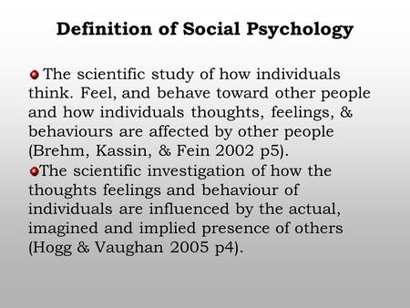 Definition of Social Psychology