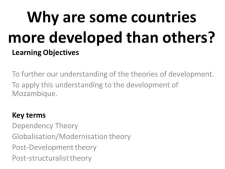 Why some countries are called developing countries and some developed countries