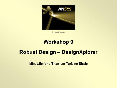 9.0 New Features Min. Life for a Titanium Turbine Blade Workshop 9 Robust Design – DesignXplorer.