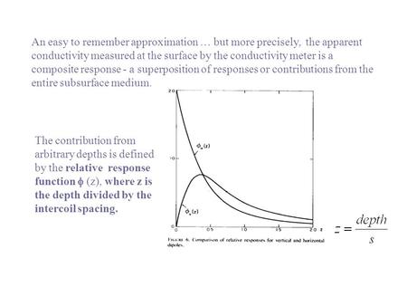 An easy to remember approximation … but more precisely, the apparent conductivity measured at the surface by the conductivity meter is a composite response.