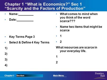 Chapter 1 “What is Economics