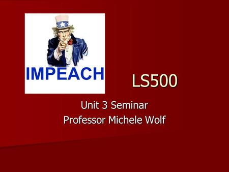 LS500 Unit 3 Seminar Professor Michele Wolf. Welcome! Contact Info: Contact Info:    Office Hours: Sun 7-8 PM.