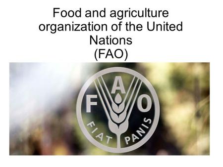 Food and agriculture organization of the United Nations (FAO)
