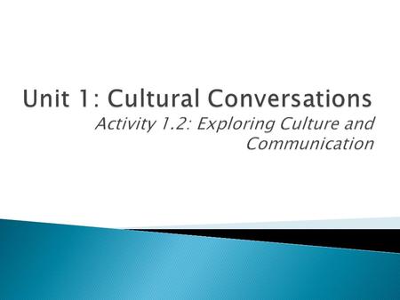 When you see the word “culture,” what are your thoughts about what it means? 1) Complete the sentence on p. 5 that begins with “Culture is ____” 2) Discuss.