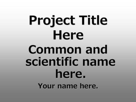 Project Title Here Common and scientific name here. Your name here.