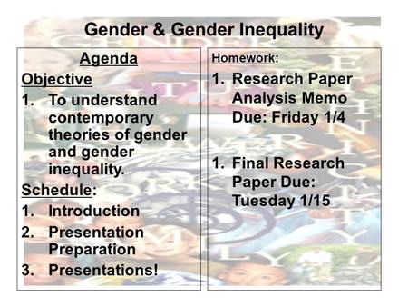 Gender & Gender Inequality