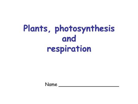 Plants, photosynthesis and respiration