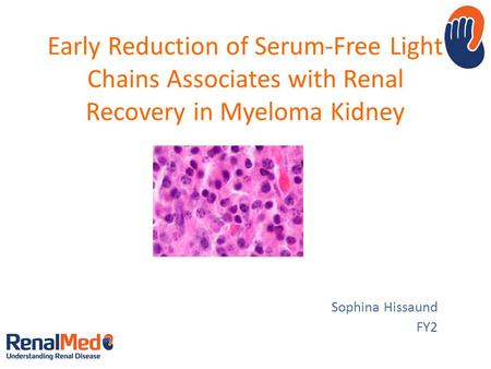 Early Reduction of Serum-Free Light Chains Associates with Renal Recovery in Myeloma Kidney Sophina Hissaund FY2.