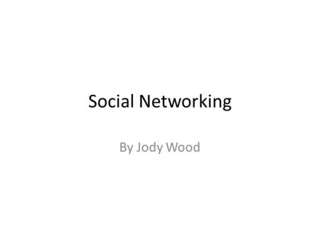 Social Networking By Jody Wood. Facebook Twitter.