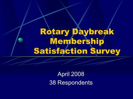 Rotary Daybreak Membership Satisfaction Survey April 2008 38 Respondents.