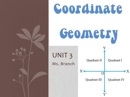 Ms. Branch UNIT 3 Do Now What do you think coordinate geometry is? Write a web.