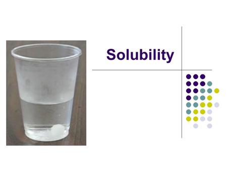 Solubility. Soluble Sugar is soluble in water. Translation: Sugar dissolves in water. The solute particles are more attracted to the solvent than they.