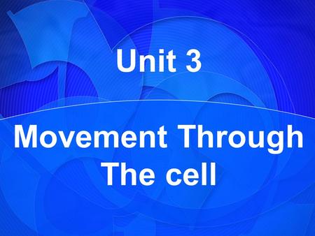 Unit 3 Movement Through The cell
