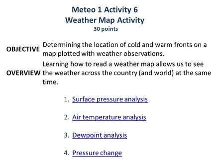 Meteo 1 Activity 6 Weather Map Activity
