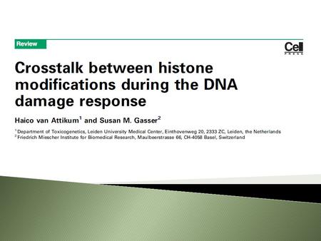  Crosstalk between histone modifications during the DNA damage response ◦ Histone ◦ Histone modification ◦ DNA damage ◦ DNA damage response.