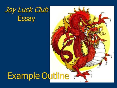 Essay test for joy luck club