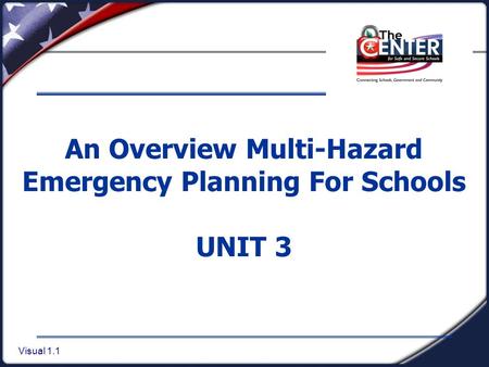 Visual 1.1 An Overview Multi-Hazard Emergency Planning For Schools UNIT 3.
