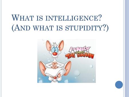 W HAT IS INTELLIGENCE ? (A ND WHAT IS STUPIDITY ?)