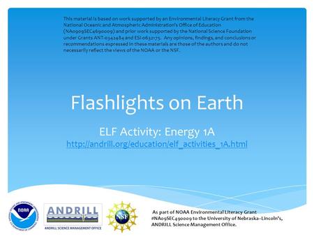 Flashlights on Earth ELF Activity: Energy 1A   As.