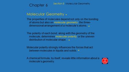 Chapter 6 Molecular Geometry