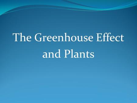 The Greenhouse Effect and Plants