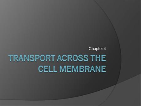 Chapter 4. Transport Across the Cell Membrane  Substances need to move into and out of the cell in order to maintain homeostasis  They can do this by.