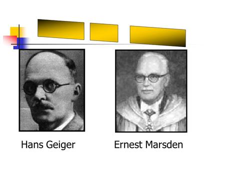 Hans Geiger Ernest Marsden. Hans Geiger Born in Germany on September 30 th 1882 Studied Physics in Munich before moving to Manchester Studied mathematical.