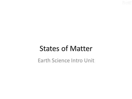 Earth Science Intro Unit