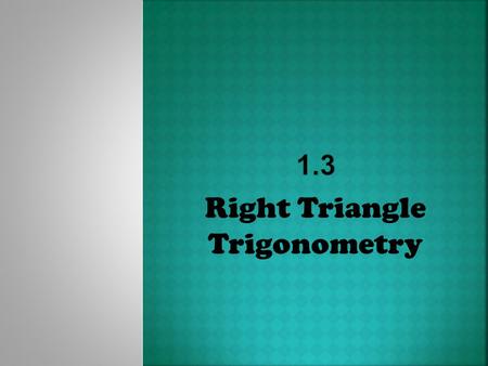 Right Triangle Trigonometry. Unit Circle Definitions of the 6 Trig. Functions… sin = y cos = x tan = yxyx csc = 1y1y sec = 1x1x cot = xyxy.