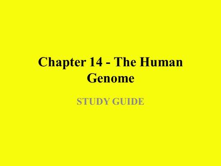 Chapter 14 - The Human Genome