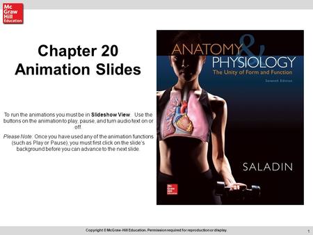 1 Chapter 20 Animation Slides Copyright © McGraw-Hill Education. Permission required for reproduction or display. To run the animations you must be in.