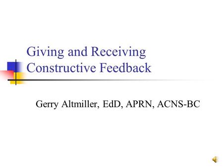 Giving and Receiving Constructive Feedback