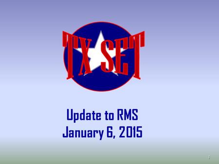 1 Update to RMS January 6, 2015. 2 December Meeting Update NPRR668, Updates to TX SET Implementation Guide Process—TX SET Comments (Vote) RMGRR128, Reinstate.