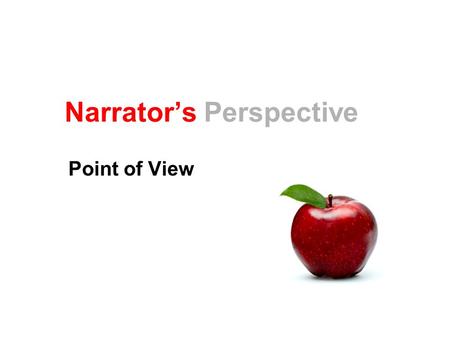 Narrator’s Perspective Point of View. Narrator The one who tells the story Characters Everyone else in the story What’s the narrator’s position in the.