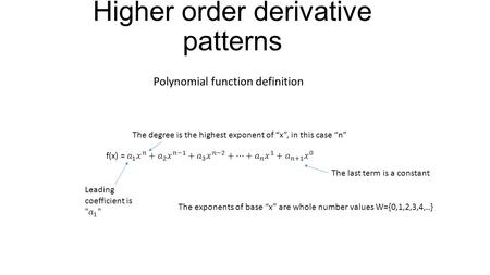 Higher order derivative patterns