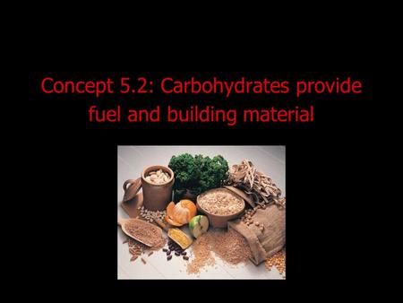 Concept 5.2: Carbohydrates provide fuel and building material