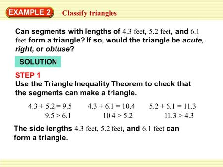 EXAMPLE 2 Classify triangles