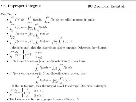 Improper Integrals The integrals we have studied so far represent signed areas of bounded regions.