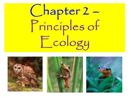 Chapter 2 – Principles of Ecology.